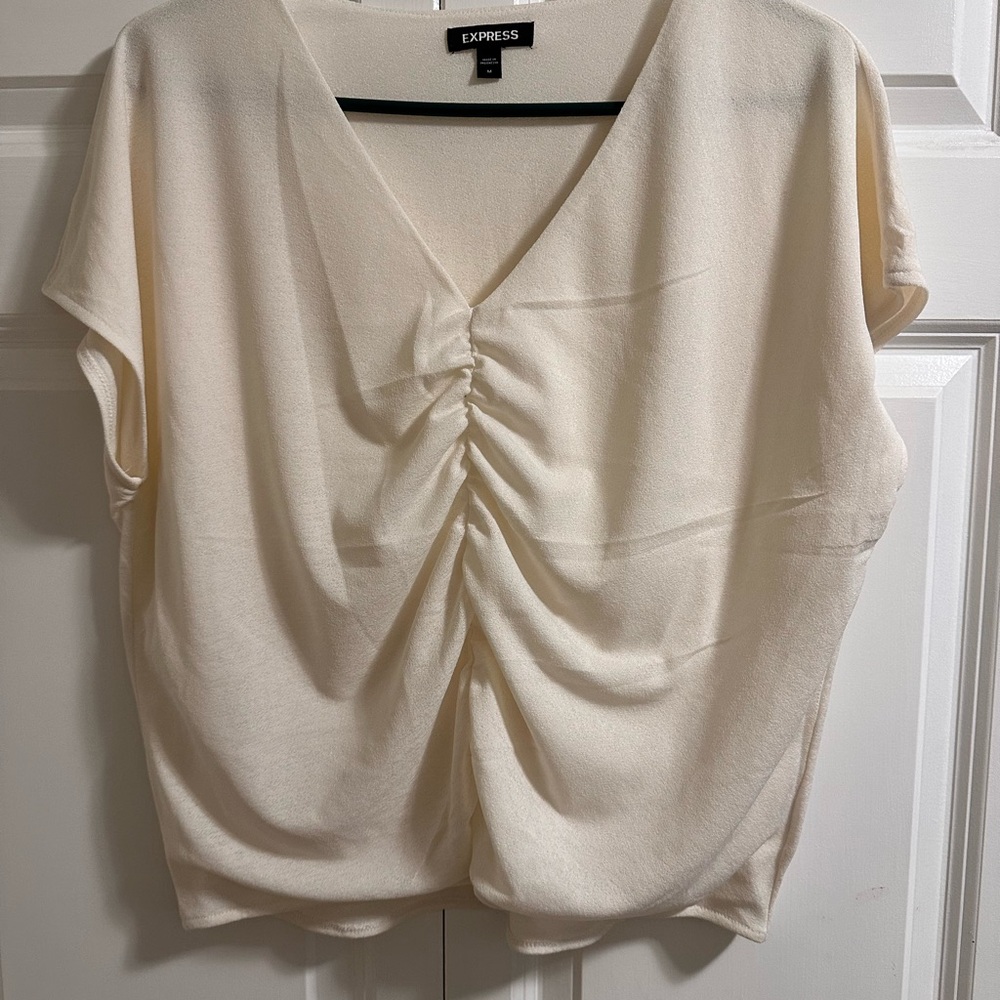 Express Women's Cream Ruched Top